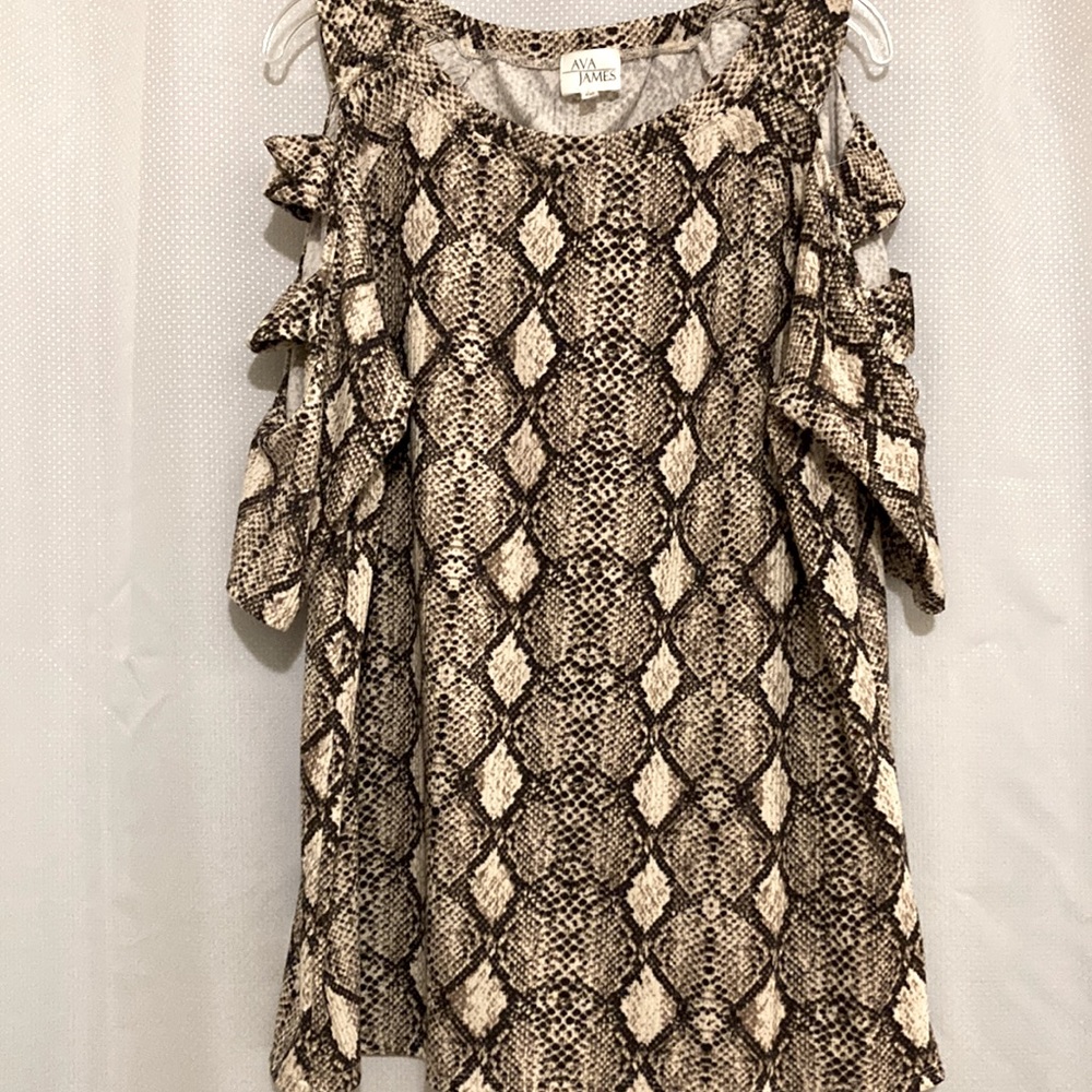 Ava James Cold Shoulder Snake Skin Print Tunic